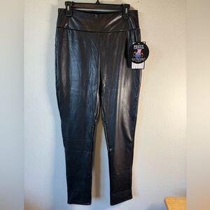 Mia Rose Black Faux Leather Pants (Booty Lifter design) size L, nwt